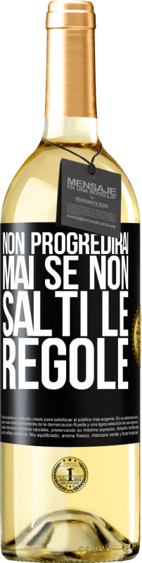 29,95 € | Vino bianco Edizione WHITE Non progredirai mai se non salti le regole Etichetta Nera. Etichetta personalizzabile Vino giovane Raccogliere 2024 Verdejo