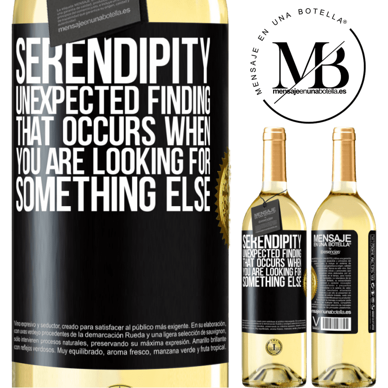 29,95 € Free Shipping | White Wine WHITE Edition Serendipity Unexpected finding that occurs when you are looking for something else Black Label. Customizable label Young wine Harvest 2022 Verdejo