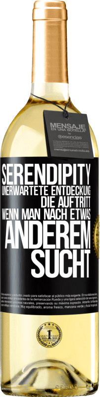 29,95 € Kostenloser Versand | Weißwein WHITE Ausgabe Serendipity: Unerwartete Entdeckung, die auftritt, wenn man nach etwas anderem sucht Schwarzes Etikett. Anpassbares Etikett Junger Wein Ernte 2025 Verdejo