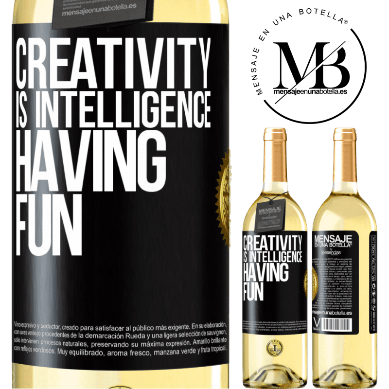 29,95 € Free Shipping | White Wine WHITE Edition Creativity is intelligence having fun Black Label. Customizable label Young wine Harvest 2023 Verdejo