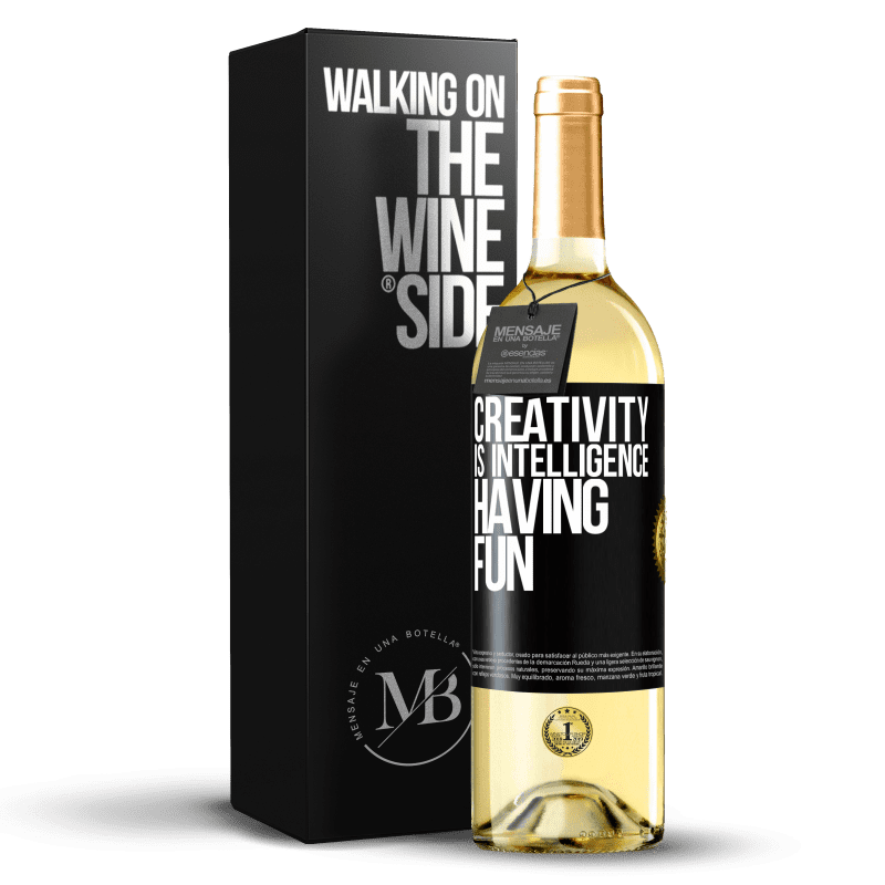 29,95 € Free Shipping | White Wine WHITE Edition Creativity is intelligence having fun Black Label. Customizable label Young wine Harvest 2023 Verdejo