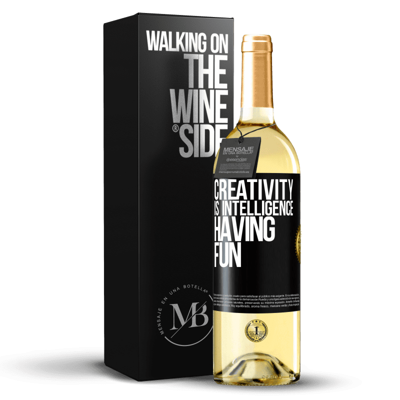 29,95 € Free Shipping | White Wine WHITE Edition Creativity is intelligence having fun Black Label. Customizable label Young wine Harvest 2024 Verdejo