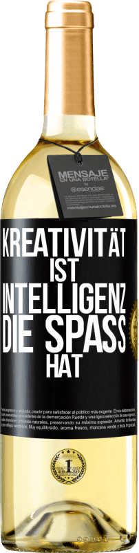 29,95 € | Weißwein WHITE Ausgabe Kreativität ist Intelligenz, die Spaß hat Schwarzes Etikett. Anpassbares Etikett Junger Wein Ernte 2024 Verdejo