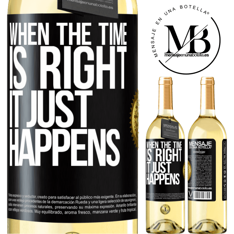29,95 € Free Shipping | White Wine WHITE Edition When the time is right, it just happens Black Label. Customizable label Young wine Harvest 2022 Verdejo