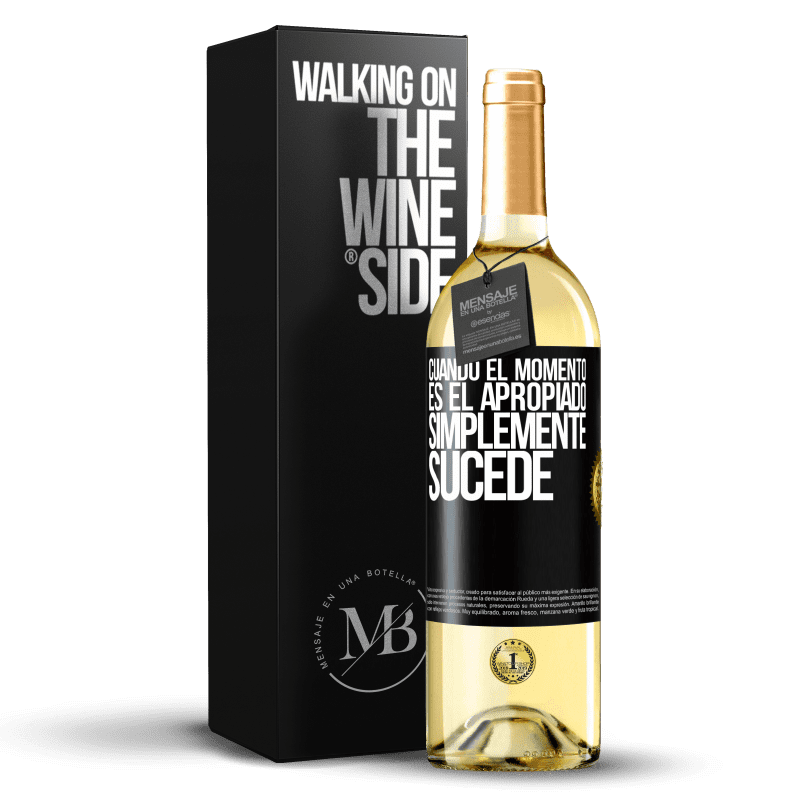 29,95 € Envoi gratuit | Vin blanc Édition WHITE Quand le moment est venu, ça arrive juste Étiquette Noire. Étiquette personnalisable Vin jeune Récolte 2022 Verdejo