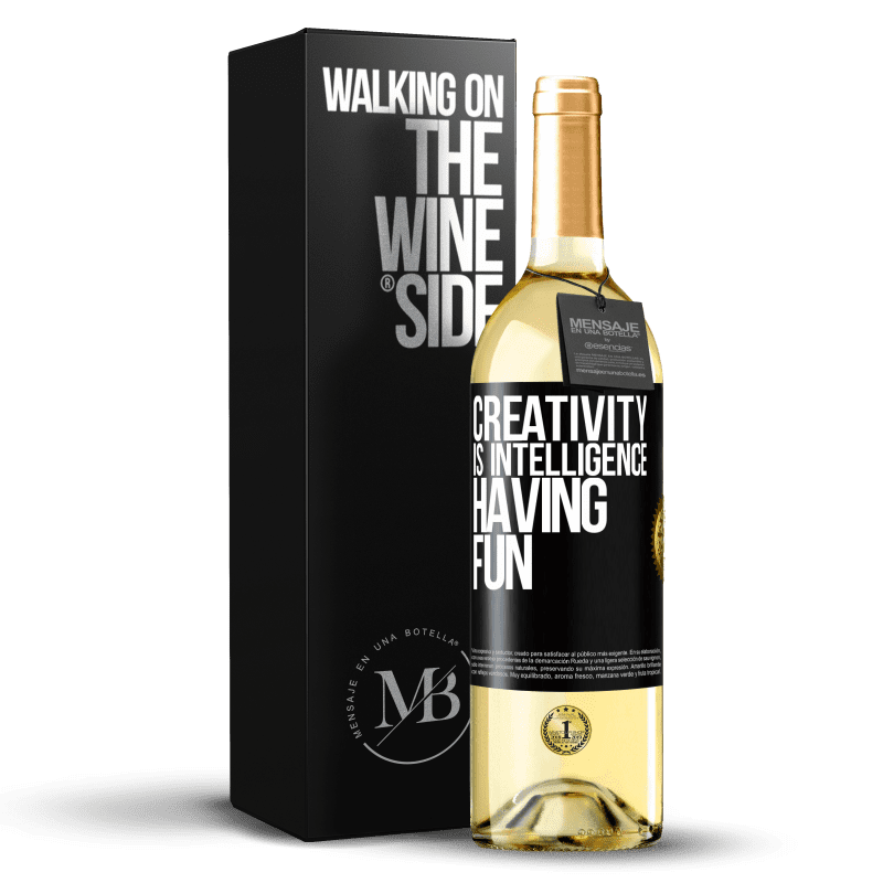 29,95 € Бесплатная доставка | Белое вино Издание WHITE Творчество - это ум, развлекающийся Черная метка. Настраиваемая этикетка Молодое вино Урожай 2023 Verdejo