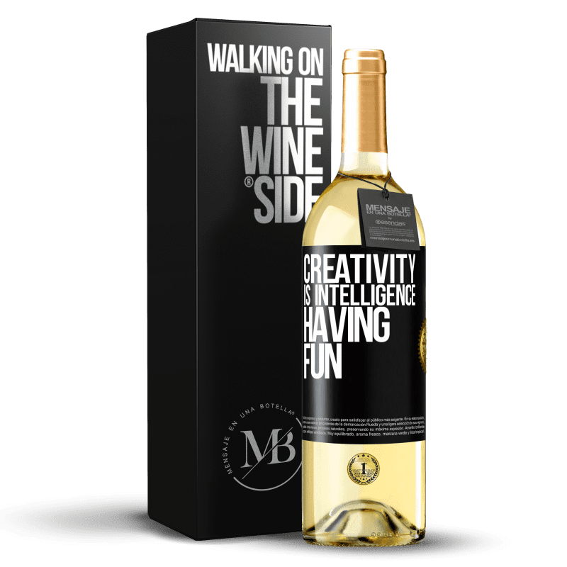 29,95 € Free Shipping | White Wine WHITE Edition Creativity is intelligence having fun Black Label. Customizable label Young wine Harvest 2024 Verdejo