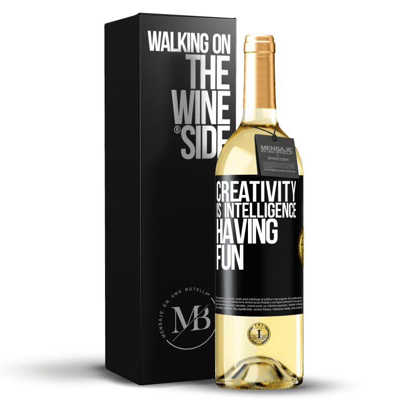 29,95 € Free Shipping | White Wine WHITE Edition Creativity is intelligence having fun Black Label. Customizable label Young wine Harvest 2025 Verdejo