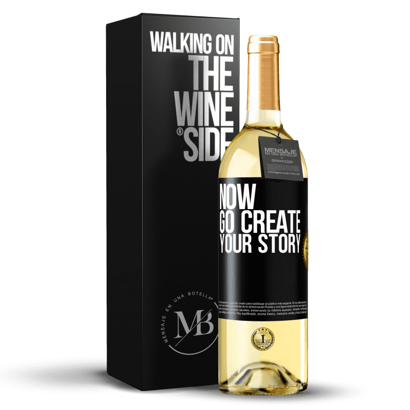 29,95 € Envío gratis | Vino Blanco Edición WHITE Now, go create your story Etiqueta Negra. Etiqueta personalizable Vino joven Cosecha 2025 Verdejo