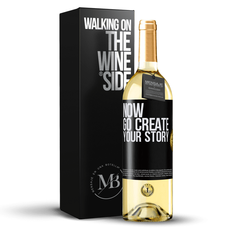 29,95 € Kostenloser Versand | Weißwein WHITE Ausgabe Now, go create your story Schwarzes Etikett. Anpassbares Etikett Junger Wein Ernte 2024 Verdejo