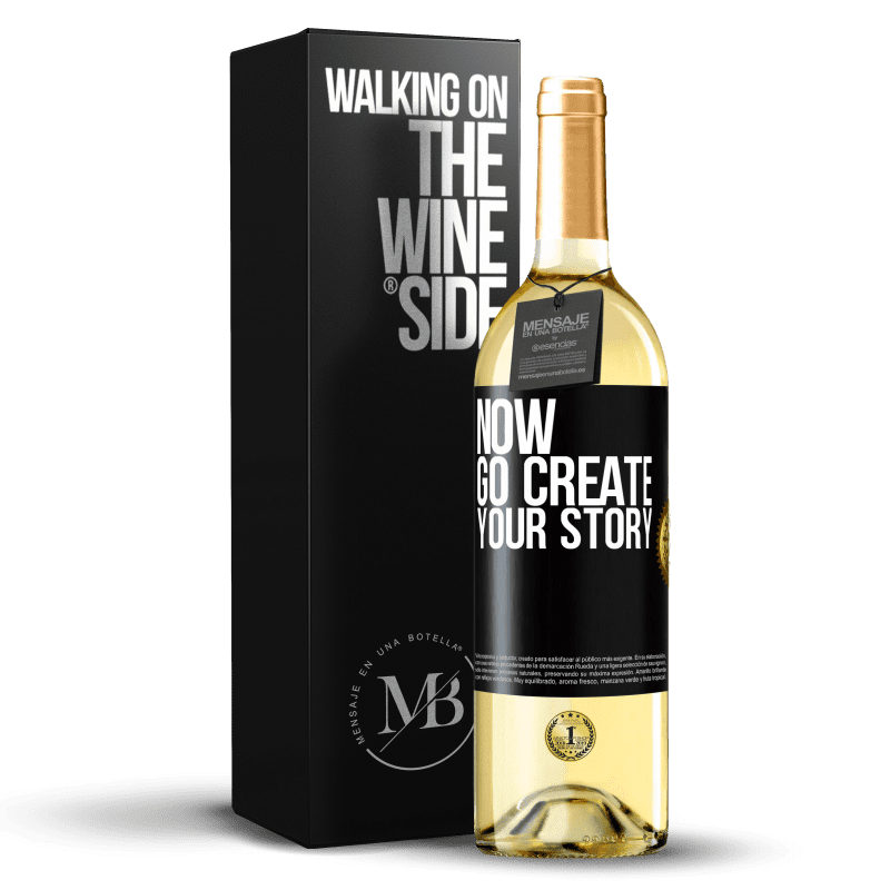 29,95 € Envio grátis | Vinho branco Edição WHITE Now, go create your story Etiqueta Preta. Etiqueta personalizável Vinho jovem Colheita 2024 Verdejo