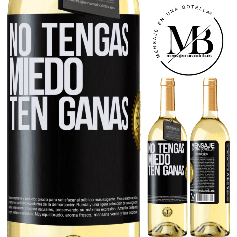 29,95 € Envío gratis | Vino Blanco Edición WHITE No tengas miedo, ten ganas Etiqueta Negra. Etiqueta personalizable Vino joven Cosecha 2023 Verdejo