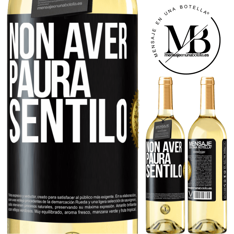 29,95 € Spedizione Gratuita | Vino bianco Edizione WHITE Non aver paura, sentilo Etichetta Nera. Etichetta personalizzabile Vino giovane Raccogliere 2023 Verdejo