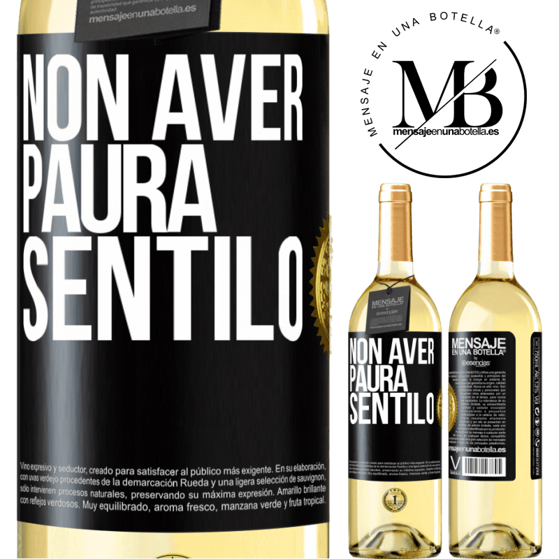 29,95 € Spedizione Gratuita | Vino bianco Edizione WHITE Non aver paura, sentilo Etichetta Nera. Etichetta personalizzabile Vino giovane Raccogliere 2025 Verdejo