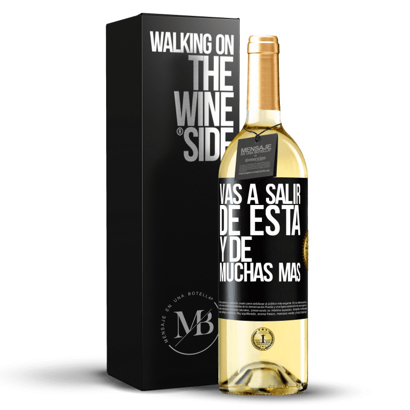 29,95 € Envío gratis | Vino Blanco Edición WHITE Vas a salir de esta y de muchas más Etiqueta Negra. Etiqueta personalizable Vino joven Cosecha 2024 Verdejo