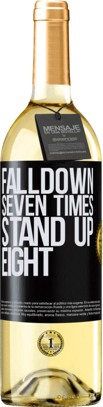 29,95 € | Weißwein WHITE Ausgabe Falldown seven times. Stand up eight Schwarzes Etikett. Anpassbares Etikett Junger Wein Ernte 2024 Verdejo