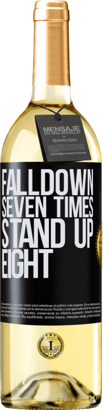 29,95 € Kostenloser Versand | Weißwein WHITE Ausgabe Falldown seven times. Stand up eight Schwarzes Etikett. Anpassbares Etikett Junger Wein Ernte 2025 Verdejo