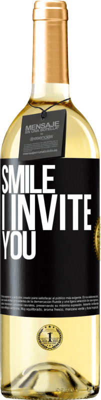 Free Shipping | White Wine WHITE Edition Smile I invite you Black Label. Customizable label Young wine Harvest 2023 Verdejo