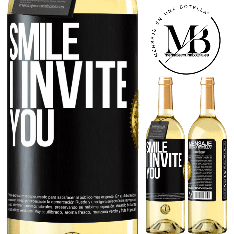29,95 € Free Shipping | White Wine WHITE Edition Smile I invite you Black Label. Customizable label Young wine Harvest 2022 Verdejo
