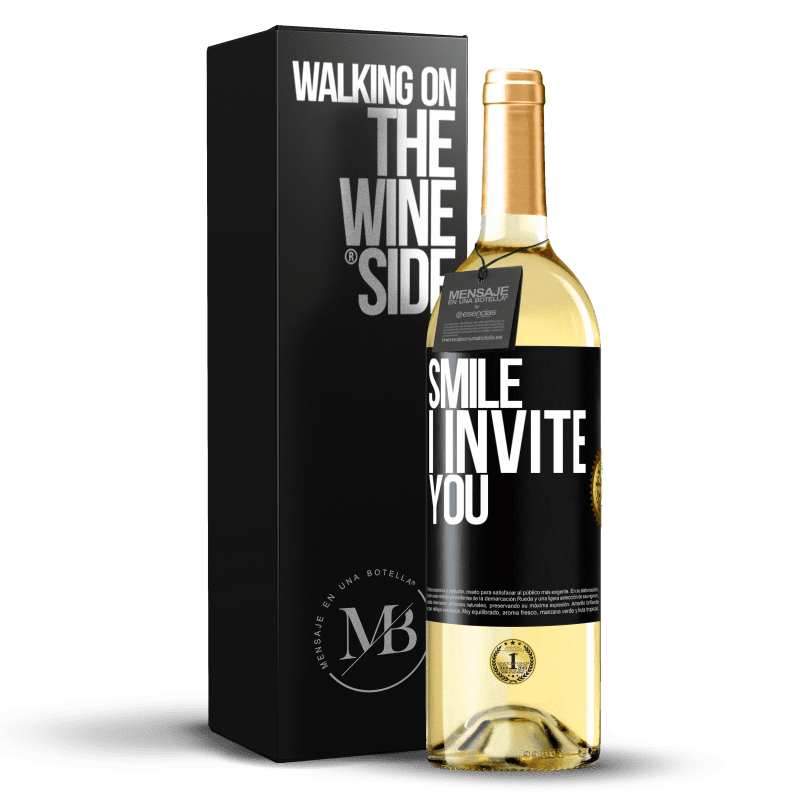 29,95 € Free Shipping | White Wine WHITE Edition Smile I invite you Black Label. Customizable label Young wine Harvest 2023 Verdejo