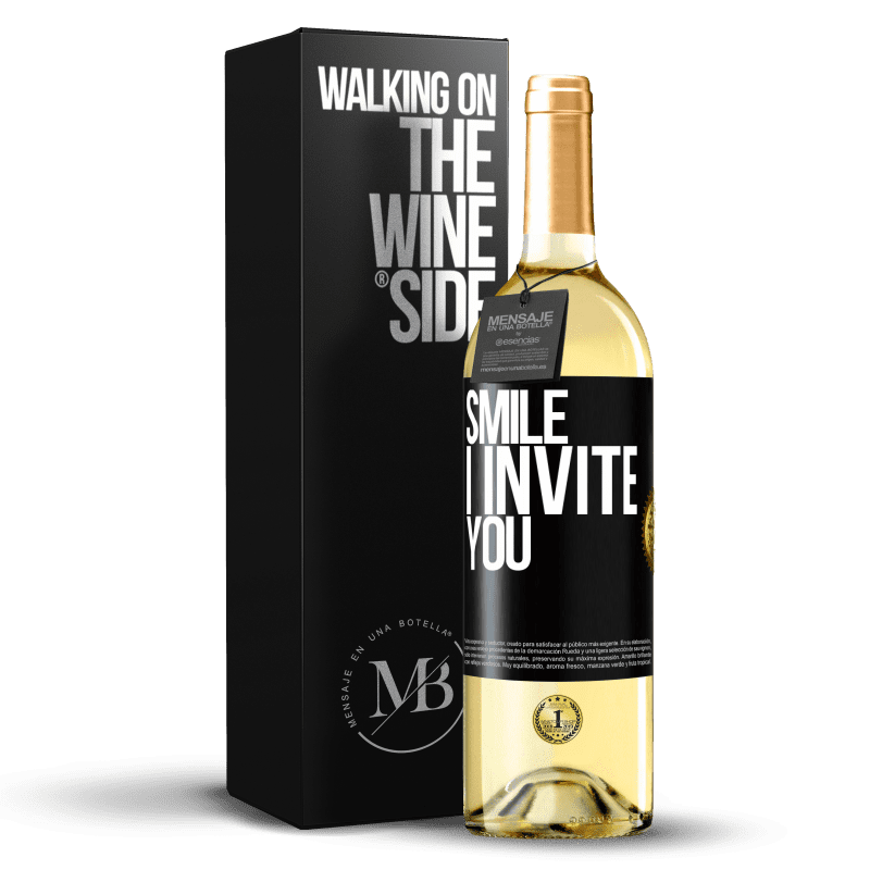 29,95 € Free Shipping | White Wine WHITE Edition Smile I invite you Black Label. Customizable label Young wine Harvest 2025 Verdejo