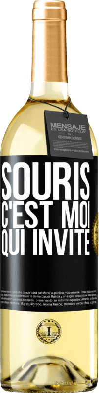 29,95 € | Vin blanc Édition WHITE Souris, c'est moi qui invite Étiquette Noire. Étiquette personnalisable Vin jeune Récolte 2025 Verdejo