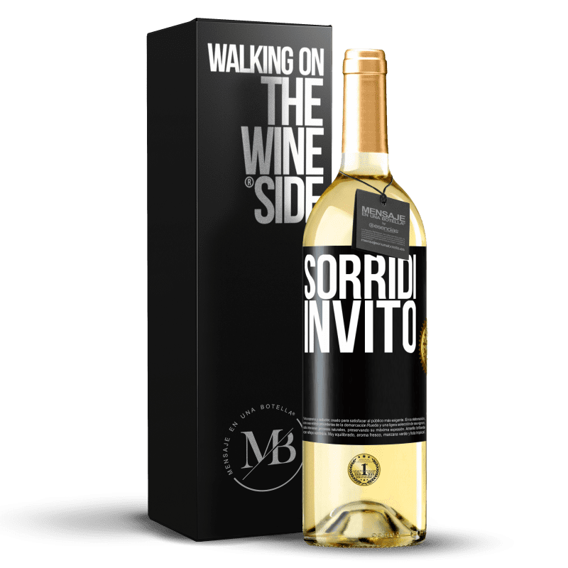 29,95 € Spedizione Gratuita | Vino bianco Edizione WHITE Sorridi, invito Etichetta Nera. Etichetta personalizzabile Vino giovane Raccogliere 2025 Verdejo