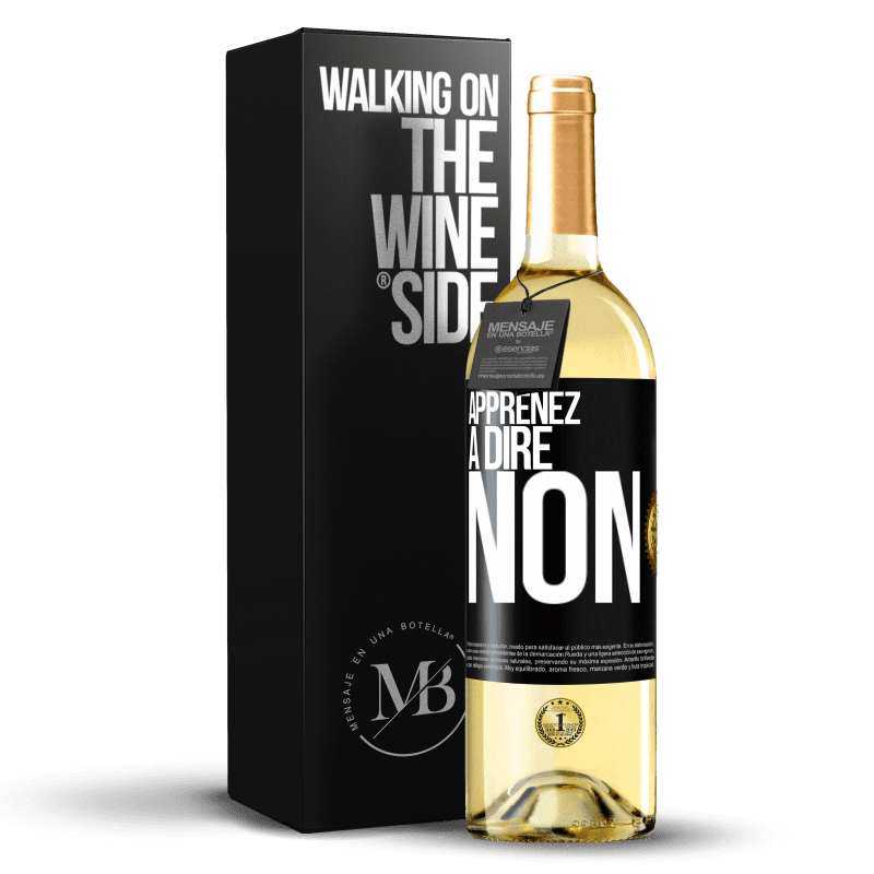 29,95 € Envoi gratuit | Vin blanc Édition WHITE Apprenez à dire non Étiquette Noire. Étiquette personnalisable Vin jeune Récolte 2023 Verdejo
