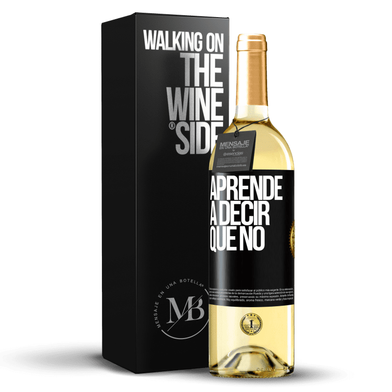 29,95 € Envío gratis | Vino Blanco Edición WHITE Aprende a decir que no Etiqueta Negra. Etiqueta personalizable Vino joven Cosecha 2025 Verdejo