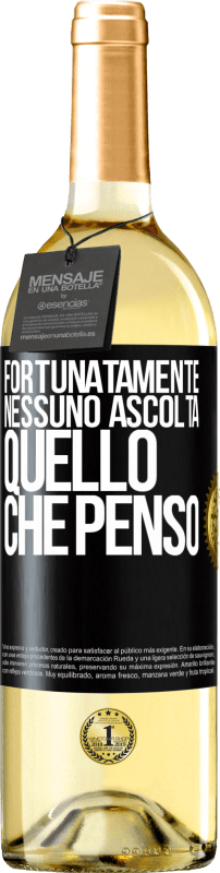 29,95 € Spedizione Gratuita | Vino bianco Edizione WHITE Fortunatamente nessuno ascolta quello che penso Etichetta Nera. Etichetta personalizzabile Vino giovane Raccogliere 2025 Verdejo