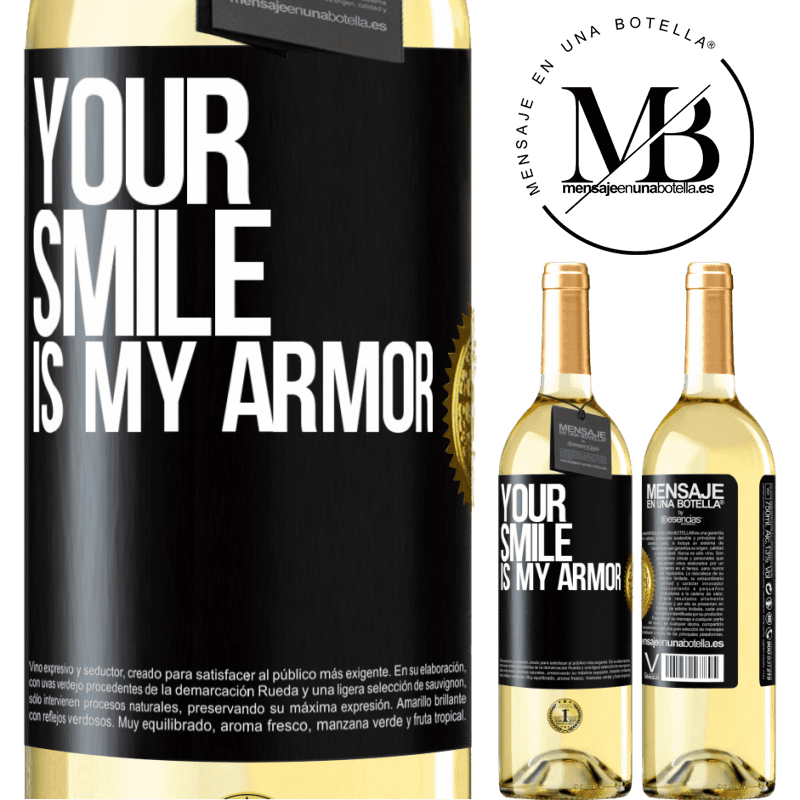 29,95 € Free Shipping | White Wine WHITE Edition Your smile is my armor Black Label. Customizable label Young wine Harvest 2024 Verdejo