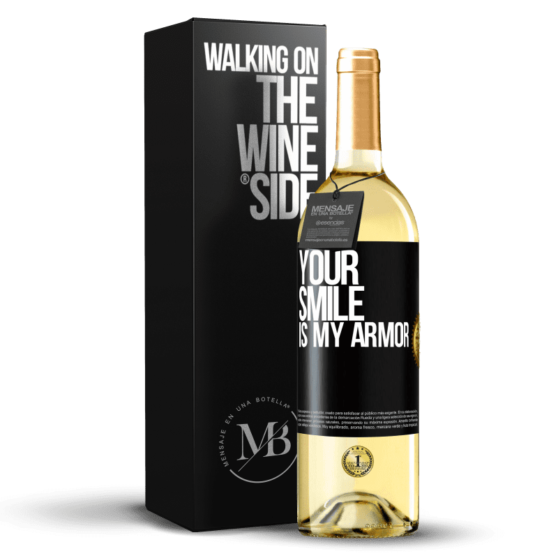 29,95 € Free Shipping | White Wine WHITE Edition Your smile is my armor Black Label. Customizable label Young wine Harvest 2023 Verdejo