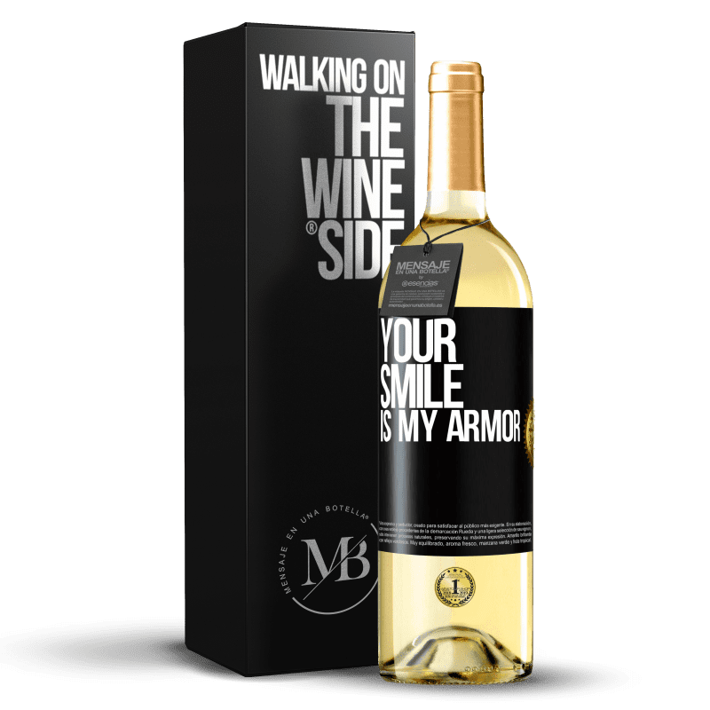 29,95 € Free Shipping | White Wine WHITE Edition Your smile is my armor Black Label. Customizable label Young wine Harvest 2025 Verdejo