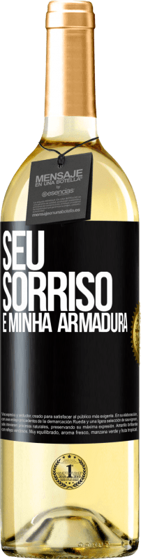 29,95 € | Vinho branco Edição WHITE Seu sorriso é minha armadura Etiqueta Preta. Etiqueta personalizável Vinho jovem Colheita 2024 Verdejo