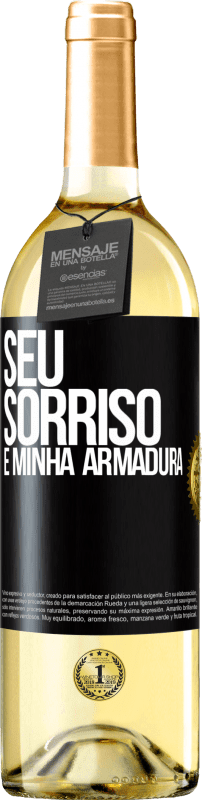 29,95 € Envio grátis | Vinho branco Edição WHITE Seu sorriso é minha armadura Etiqueta Preta. Etiqueta personalizável Vinho jovem Colheita 2025 Verdejo