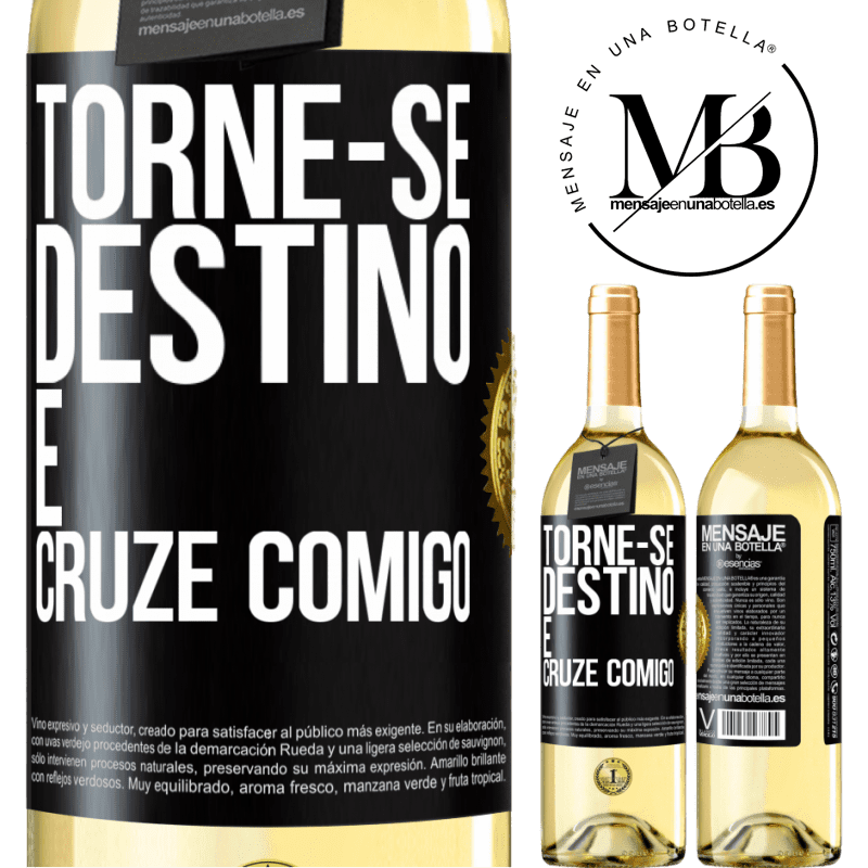 29,95 € Envio grátis | Vinho branco Edição WHITE Torne-se destino e cruze comigo Etiqueta Preta. Etiqueta personalizável Vinho jovem Colheita 2025 Verdejo