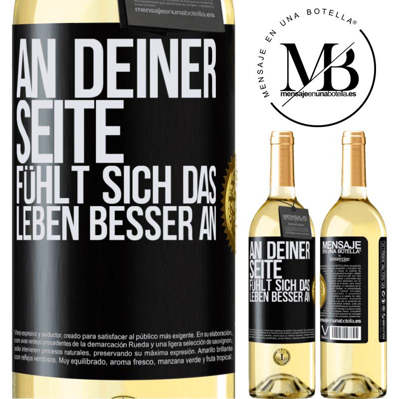 29,95 € Kostenloser Versand | Weißwein WHITE Ausgabe An deiner Seite fühlt sich das Leben besser an Schwarzes Etikett. Anpassbares Etikett Junger Wein Ernte 2024 Verdejo