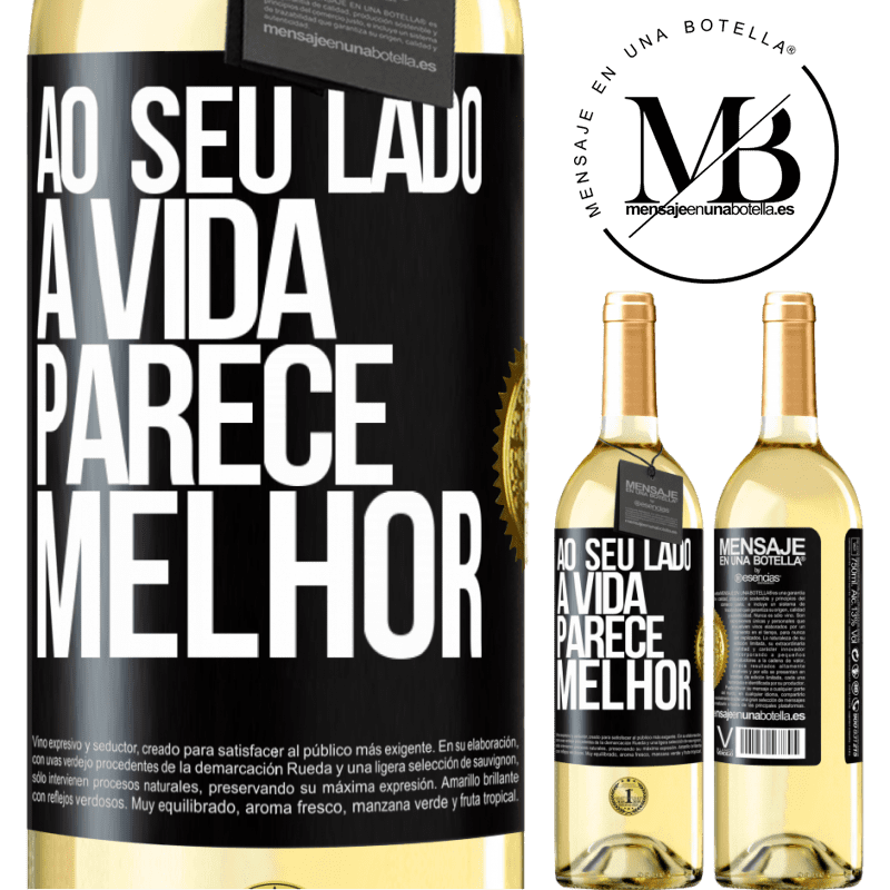 29,95 € Envio grátis | Vinho branco Edição WHITE Ao seu lado, a vida parece melhor Etiqueta Preta. Etiqueta personalizável Vinho jovem Colheita 2024 Verdejo