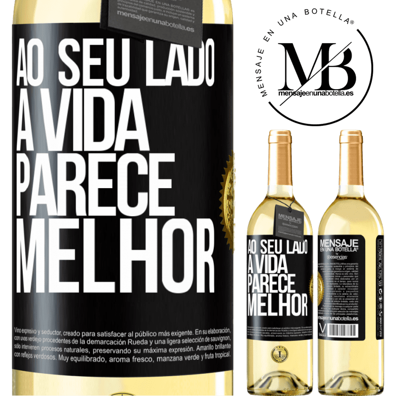 29,95 € Envio grátis | Vinho branco Edição WHITE Ao seu lado, a vida parece melhor Etiqueta Preta. Etiqueta personalizável Vinho jovem Colheita 2025 Verdejo
