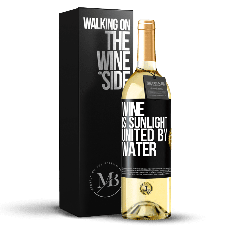 29,95 € Бесплатная доставка | Белое вино Издание WHITE Вино - это солнечный свет, объединенный водой Черная метка. Настраиваемая этикетка Молодое вино Урожай 2023 Verdejo