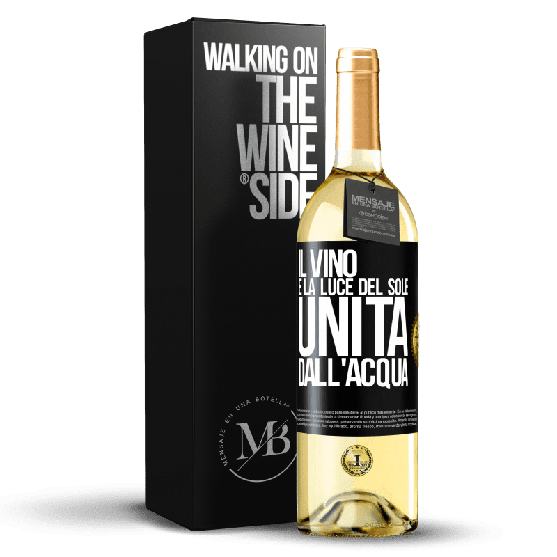 29,95 € Spedizione Gratuita | Vino bianco Edizione WHITE Il vino è la luce del sole, unita dall'acqua Etichetta Nera. Etichetta personalizzabile Vino giovane Raccogliere 2024 Verdejo