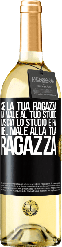 29,95 € | Vino bianco Edizione WHITE Se la tua ragazza fa male al tuo studio, lascia lo studio e fai del male alla tua ragazza Etichetta Nera. Etichetta personalizzabile Vino giovane Raccogliere 2024 Verdejo