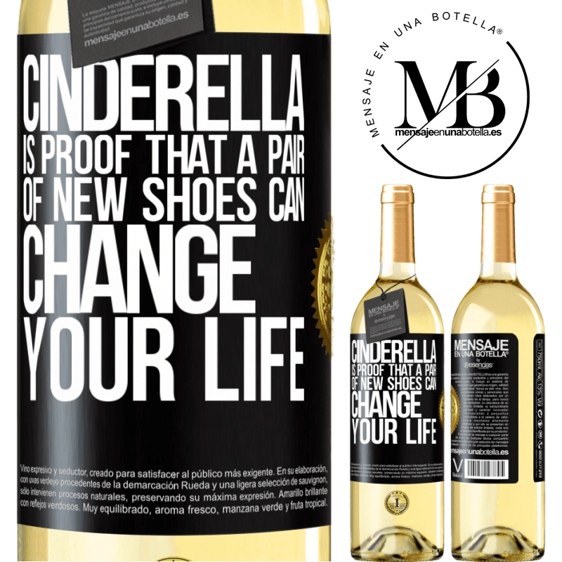 29,95 € Free Shipping | White Wine WHITE Edition Cinderella is proof that a pair of new shoes can change your life Black Label. Customizable label Young wine Harvest 2022 Verdejo