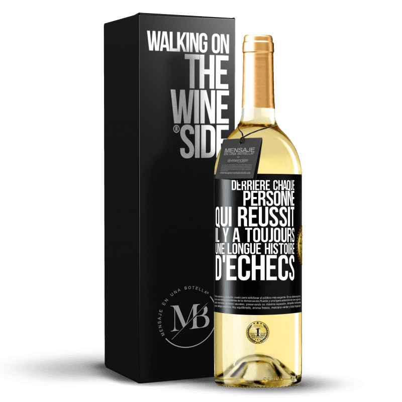 29,95 € Envoi gratuit | Vin blanc Édition WHITE Derrière chaque personne qui réussit, il y a toujours une longue histoire d'échecs Étiquette Noire. Étiquette personnalisable Vin jeune Récolte 2024 Verdejo