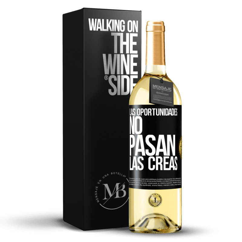 29,95 € Envío gratis | Vino Blanco Edición WHITE Las oportunidades no pasan. Las creas Etiqueta Negra. Etiqueta personalizable Vino joven Cosecha 2024 Verdejo