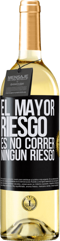 29,95 € | Vino Blanco Edición WHITE El mayor riesgo es no correr ningún riesgo Etiqueta Negra. Etiqueta personalizable Vino joven Cosecha 2024 Verdejo