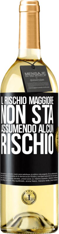 29,95 € | Vino bianco Edizione WHITE Il rischio maggiore non sta assumendo alcun rischio Etichetta Nera. Etichetta personalizzabile Vino giovane Raccogliere 2024 Verdejo