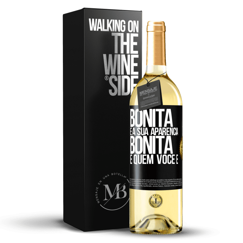 29,95 € Envio grátis | Vinho branco Edição WHITE Bonita é a sua aparência, bonita é quem você é Etiqueta Preta. Etiqueta personalizável Vinho jovem Colheita 2024 Verdejo