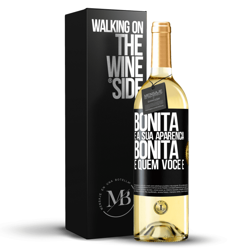 29,95 € Envio grátis | Vinho branco Edição WHITE Bonita é a sua aparência, bonita é quem você é Etiqueta Preta. Etiqueta personalizável Vinho jovem Colheita 2025 Verdejo