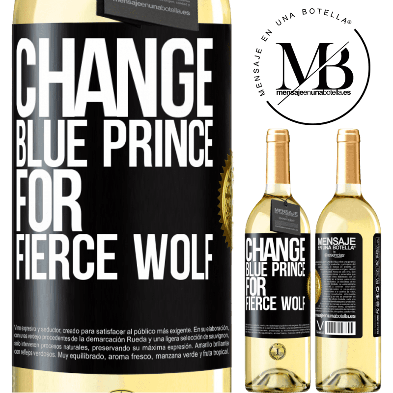 29,95 € Free Shipping | White Wine WHITE Edition Change blue prince for fierce wolf Black Label. Customizable label Young wine Harvest 2024 Verdejo